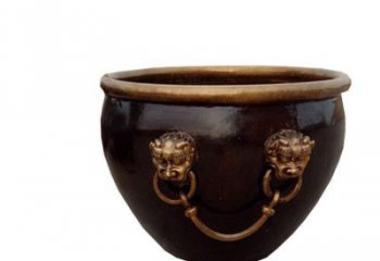 吉林铜雕圆形荷花水缸雕塑 (4)