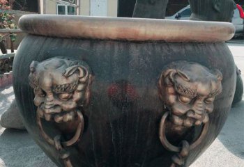 吉林铜雕圆形荷花水缸雕塑 (6)