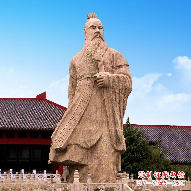 吉林魏武帝曹操砂岩石雕塑像