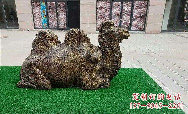 吉林卧着的骆驼动物铜雕