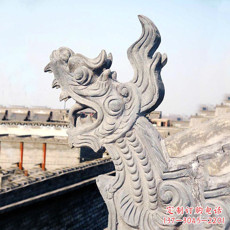 吉林屋脊鸱尾螭吻雕塑-古建装饰神兽动物雕塑