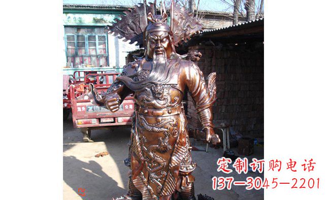 吉林武财神持刀关公铜雕 (3)