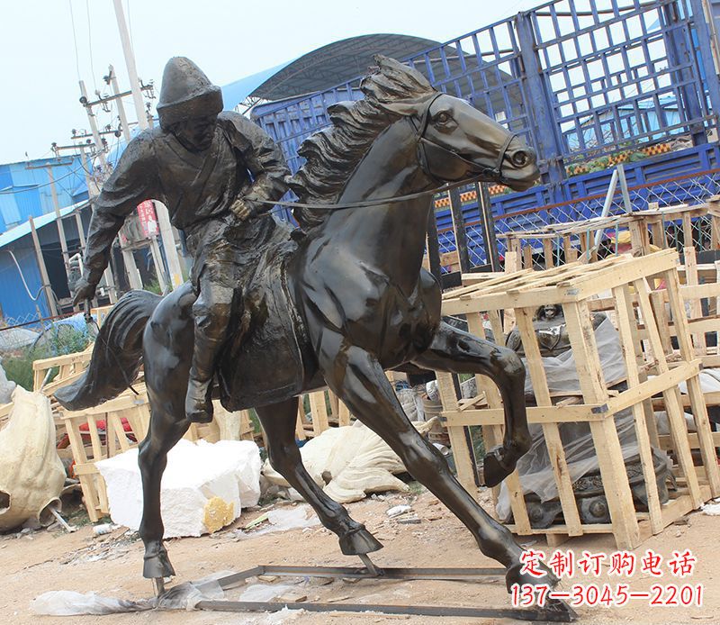 吉林现代骑马人物公园景观铜雕