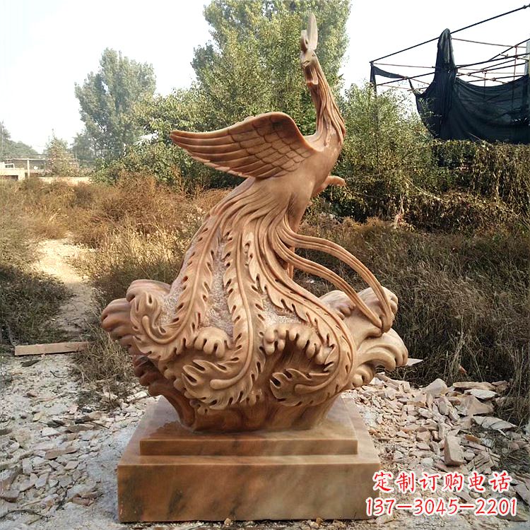 吉林祥瑞凤凰晚霞红石雕