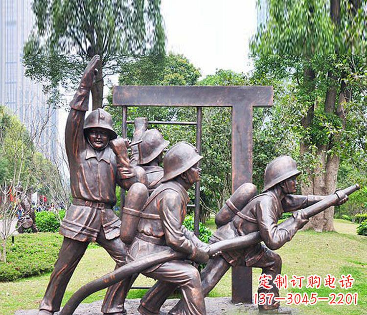 吉林消防员人物铜雕 (2)