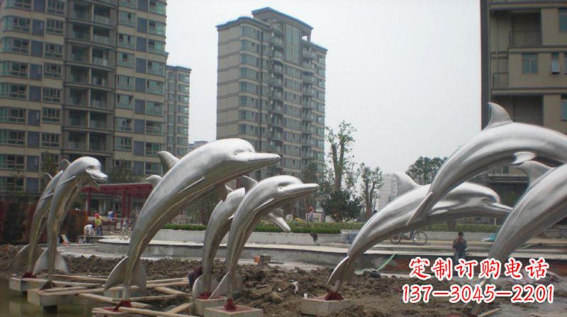 吉林小区不锈钢跳跃海豚雕塑