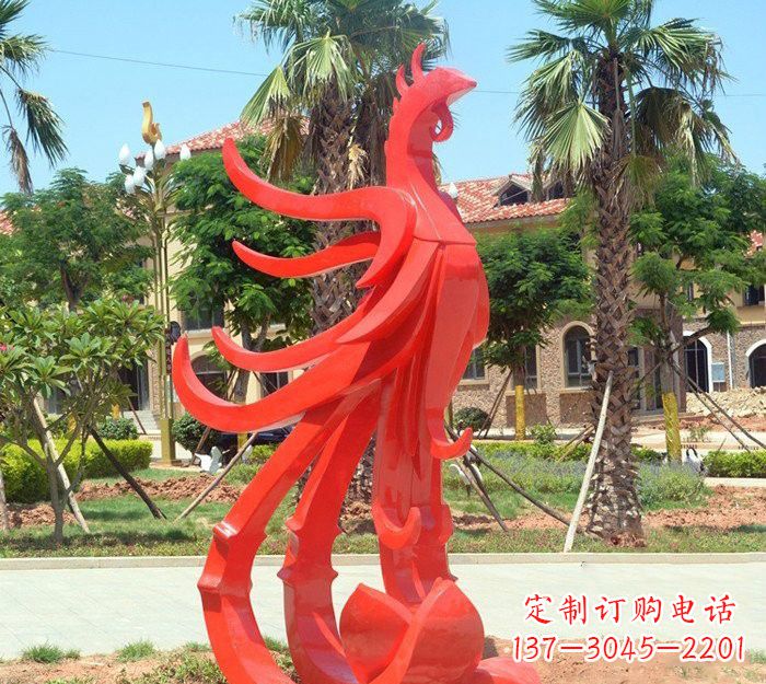 吉林小区抽象不锈钢凤凰雕塑