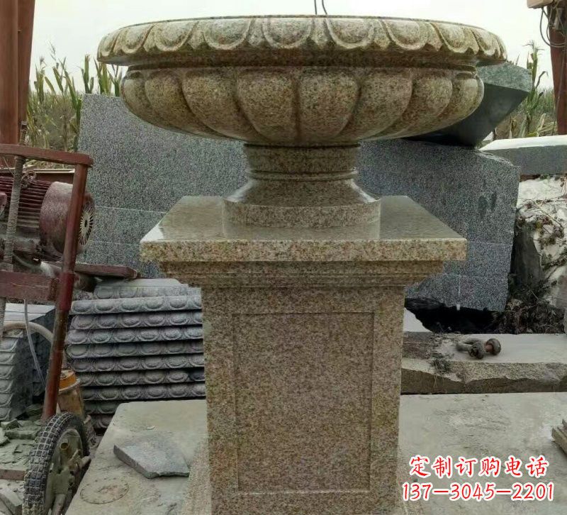 吉林小区花岗岩花盆雕塑