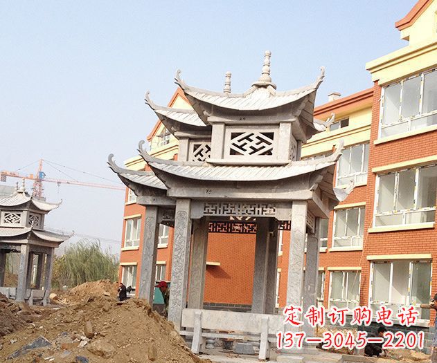 吉林小区景观大理石凉亭石雕