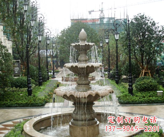 吉林小区景观大理石喷泉石雕 (4)