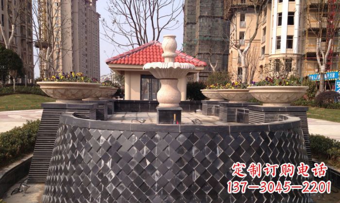 吉林小区景观大理石喷泉石雕 (3)