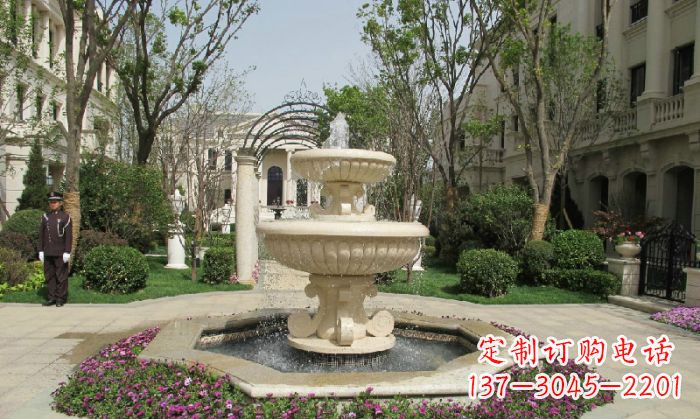吉林小区景观大理石喷泉石雕 (7)