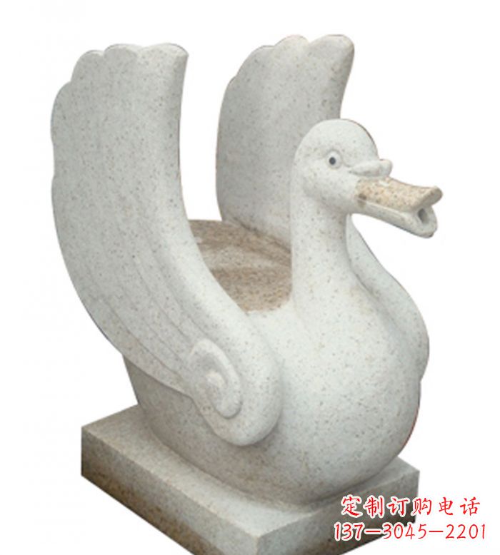 吉林小区景观大理石天鹅喷泉石雕 (2)
