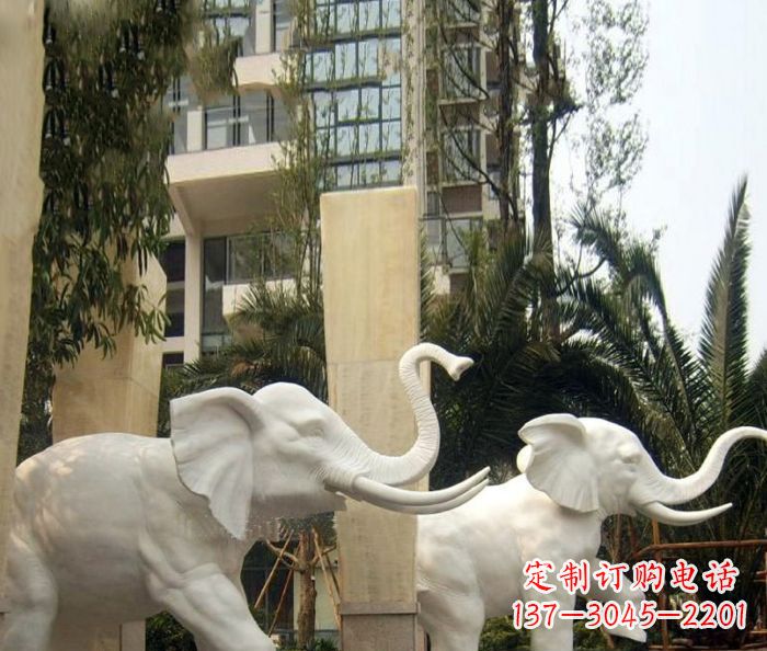 吉林小区景观汉白玉大象石雕
