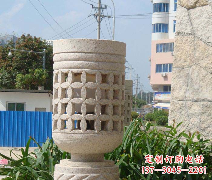 吉林小区景观镂空石灯石雕