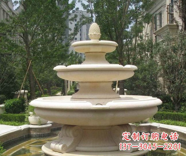 吉林小区景观晚霞红多层喷泉石雕