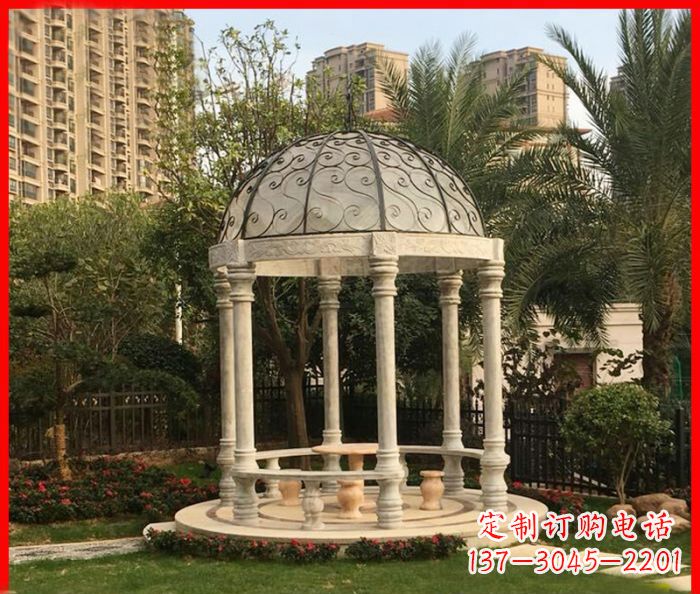 吉林小区欧式圆顶凉亭石雕 (2)