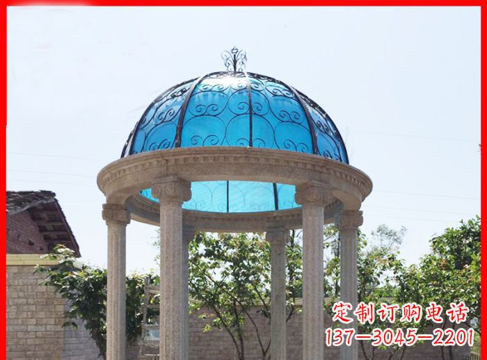 吉林小区欧式圆顶凉亭石雕_2