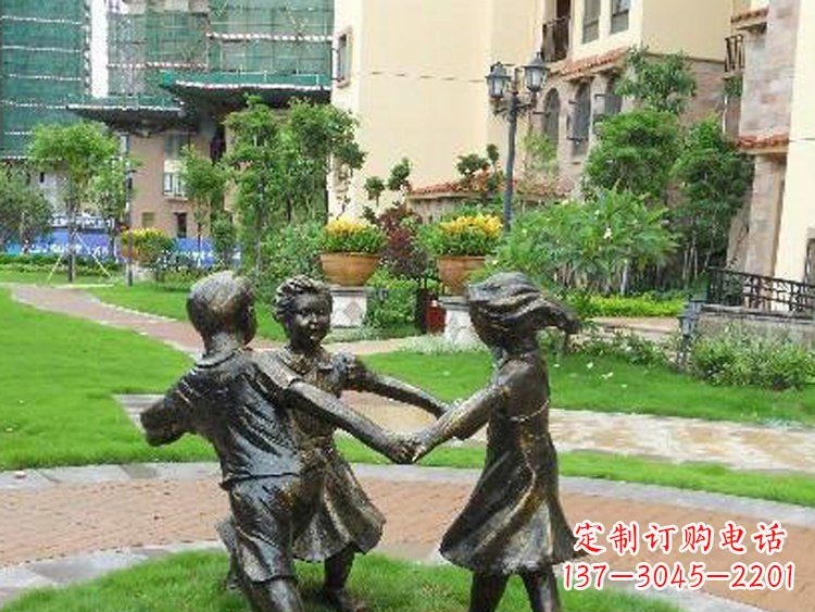 吉林小区铜雕儿童玩游戏人物雕塑