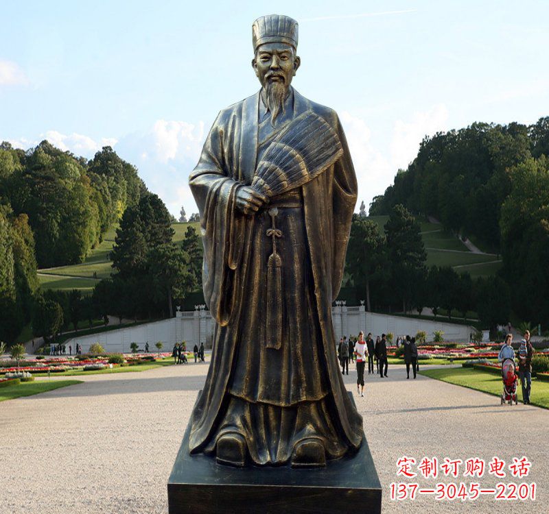吉林校园古代名人诸葛亮铜雕