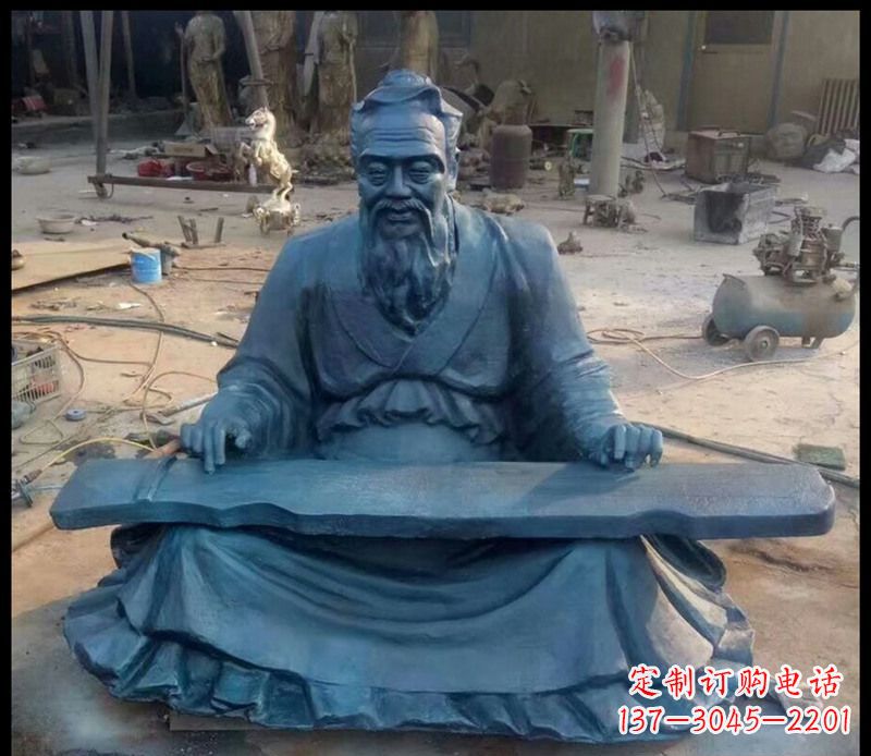 吉林校园孔子弹琴铜雕