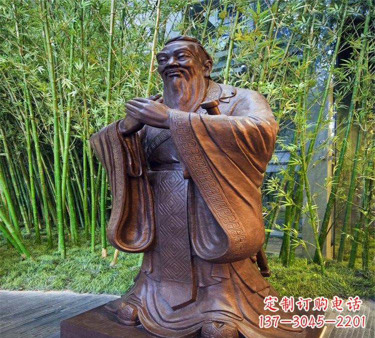 吉林校园孔子行教像铜雕