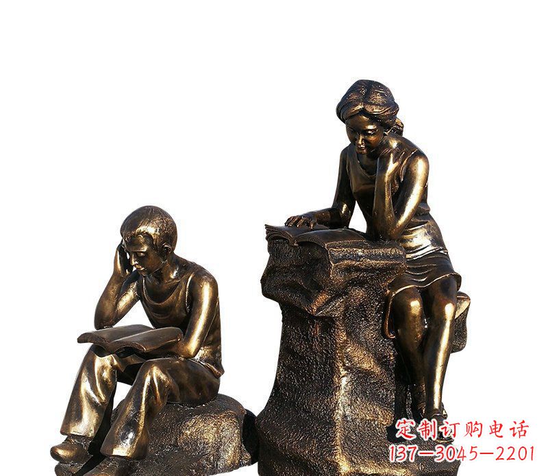 吉林校园铸铜学生看书人物雕塑