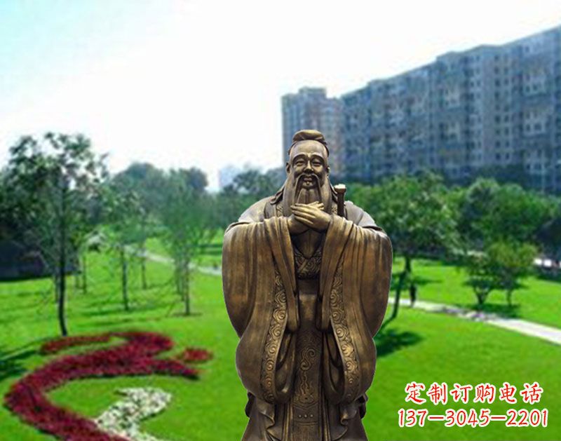 吉林学校孔子行教像铜雕