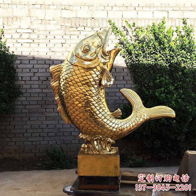 吉林鱼跃景观铜雕-纯铜铸造企业商场动物雕塑摆件