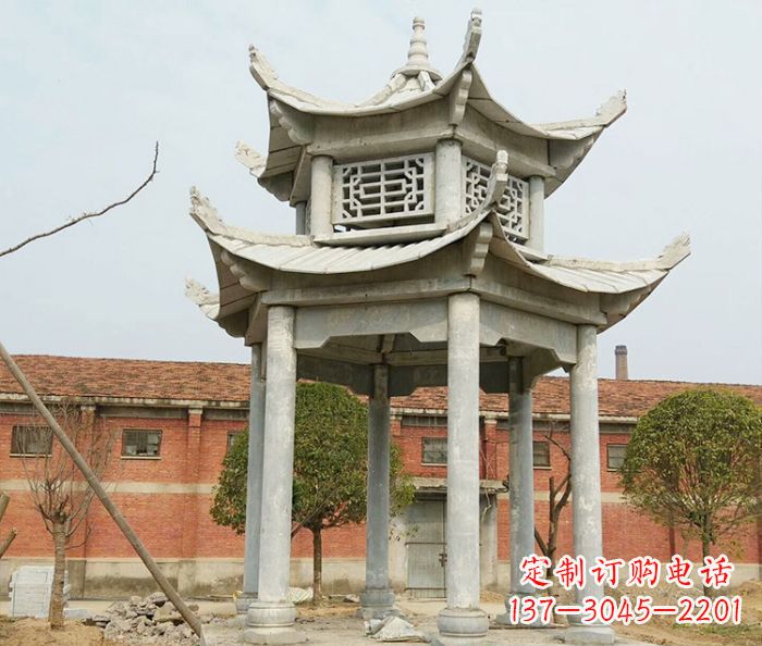 吉林园林仿古双层石雕凉亭 (2)