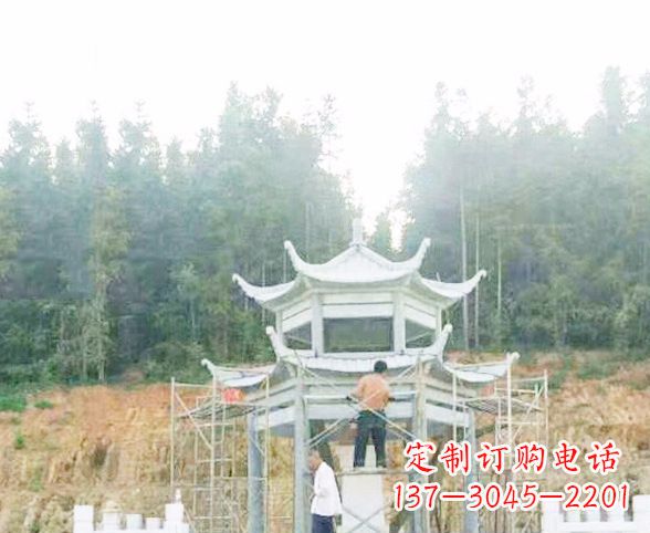 吉林园林仿古双层石凉亭景观石雕 (2)