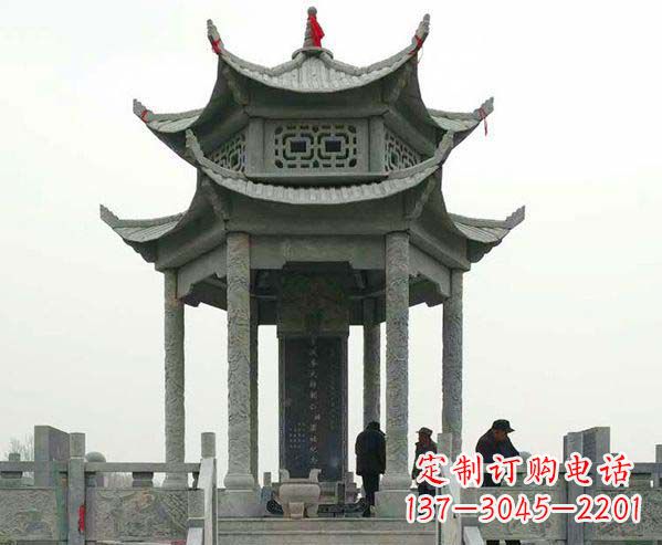 吉林园林仿古双层石凉亭景观石雕