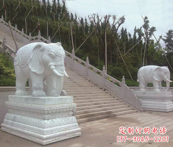 吉林园林汉白玉大象景观石雕