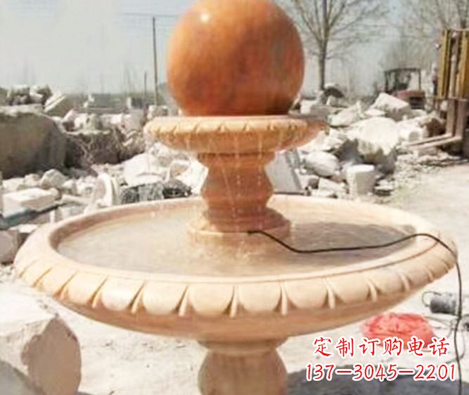 吉林园林景观晚霞红风水球喷泉石雕 (3)