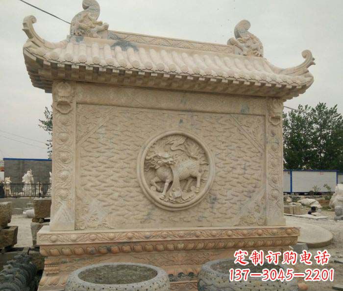 吉林园林景观晚霞红石雕影壁