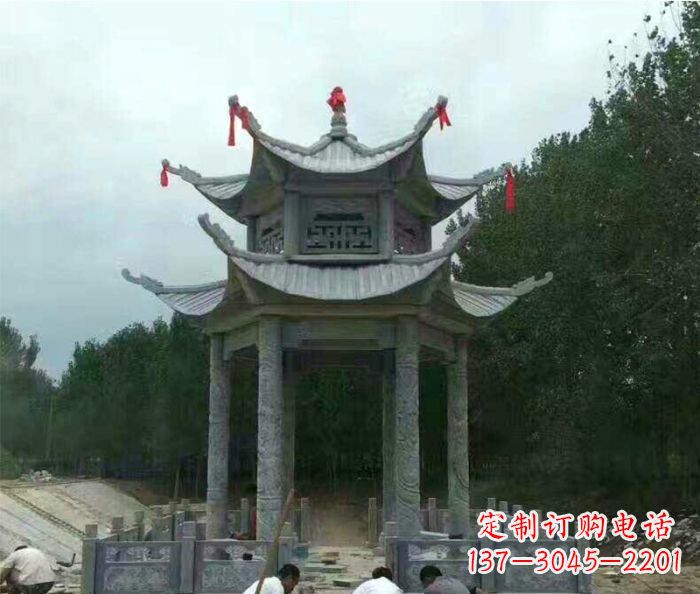 吉林园林双层凉亭石雕 (3)