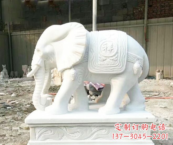 吉林招财动物汉白玉大象石雕 (3)
