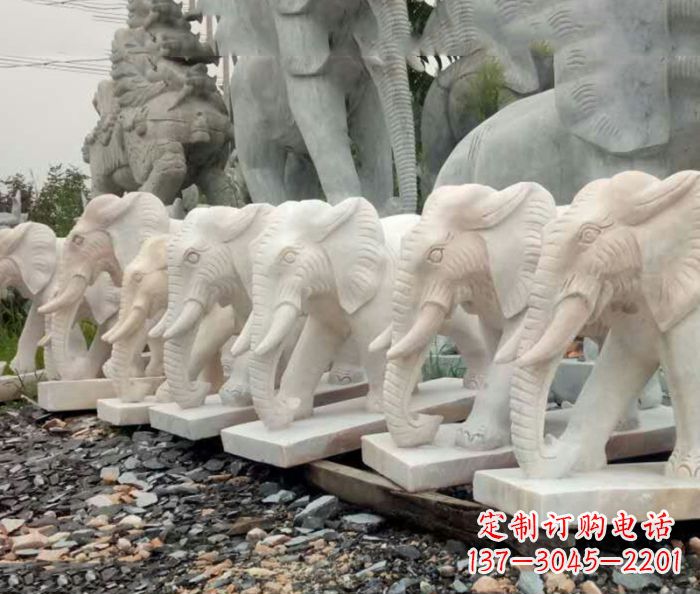 吉林招财晚霞红大象石雕 (3)
