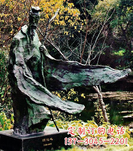 吉林中国历史名人东晋杰出画家诗人顾恺之铜雕像