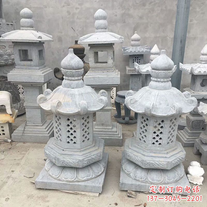 吉林中式低墩石雕灯笼