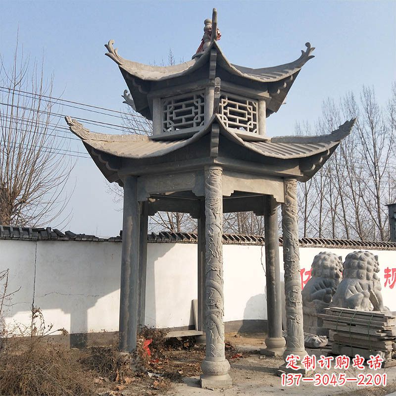 吉林中式双层石雕凉亭