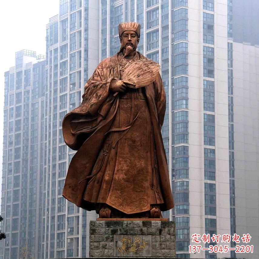 吉林诸葛亮城市景观铜雕像-中国古代著名人物三国谋士卧龙先生雕塑