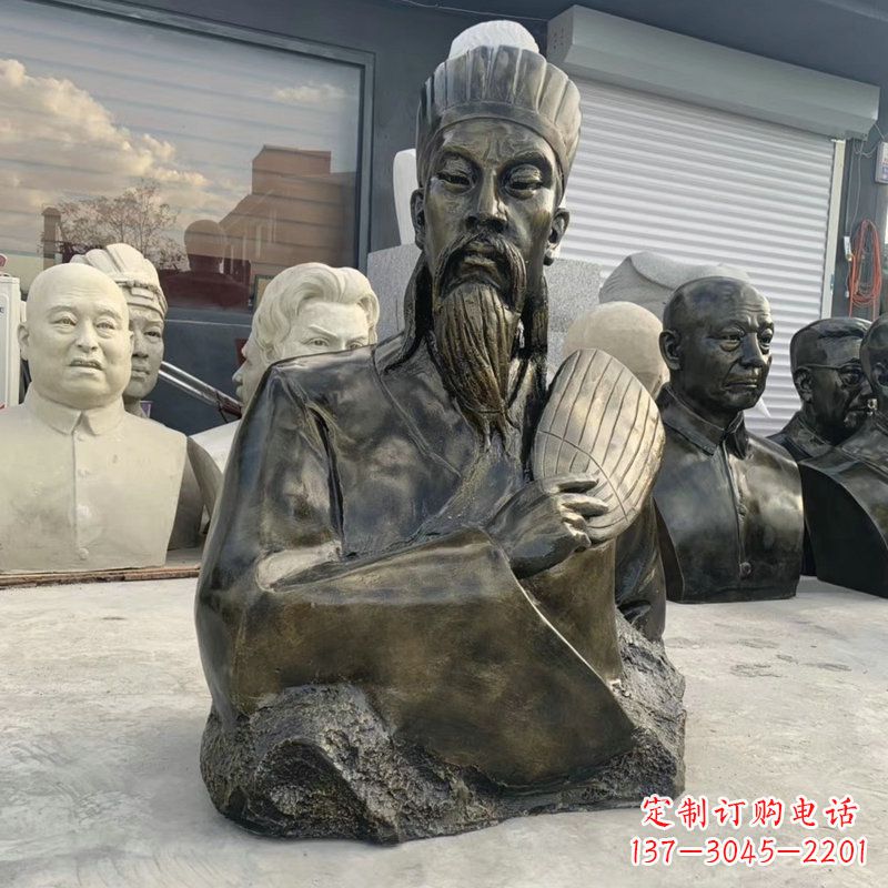 吉林诸葛亮半身像-玻璃钢仿铜三国人物古代著名军事家雕像