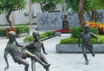 吉林小孩踢足球公园景观铜雕