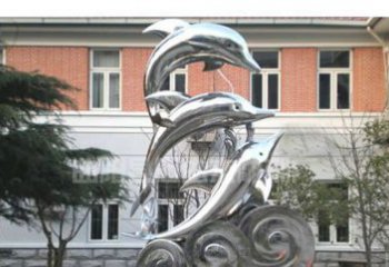 吉林校园不锈钢海浪海豚雕塑