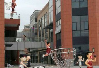 吉林校园卡通人物打篮球雕塑