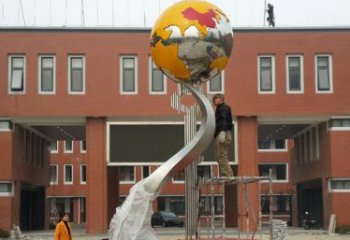 吉林学校不锈钢地球雕塑