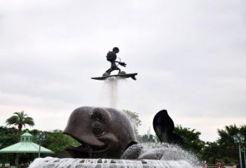 吉林鱼和小孩水景喷泉