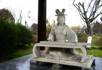 吉林虞姬弹琴雕塑-公园古代人物著名美女情景雕塑