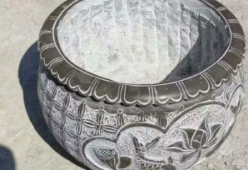 吉林园林莲花鱼纹石雕水缸